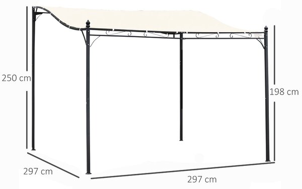 Zahradní pergola tent Outsunny s kovovým pláštěm 297x297cm | Aosom