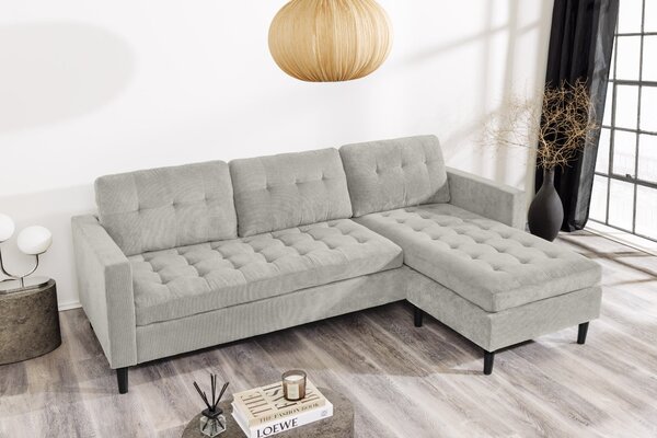 Rohová pohovka STOCKHOLM 220 CM greige manšestr UNI Nábytek | Obývací pokoj | Sedací soupravy a pohovky | Sedací soupravy | Rohové
