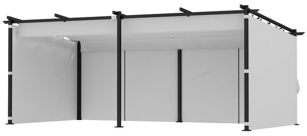 Zahradní pergola Outsunny 3 x 6 m s bočními stěnami - sklápěcí a posuvný pavilon, zahradní altán, vysoká hustota 180 g/m² polyester, sluneční ochranná