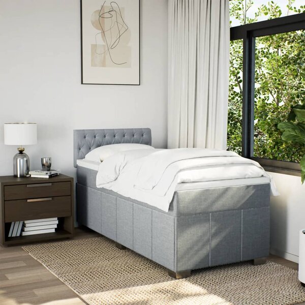Box spring postel s matrací světle šedá 80 x 200 cm textil 3289202