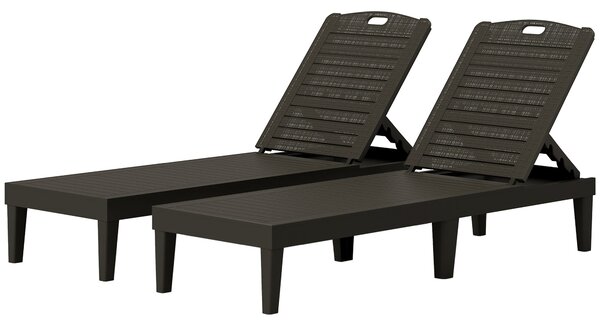 Outsunny 2-dílný sluneční lehátko odolné vůči počasí s 4-stupňovým nastavitelným opěradlem a nosností až 120 kg, venkovní skládací lehátko pro zahradu
