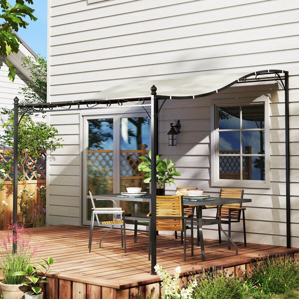 Outsunny Pergola s přístřeškem, voděodolná markýza, volně stojící zahradní altán pro patio, sluneční přístřešek pro zahradu přibližně 2,5x3x2,5 m Krém