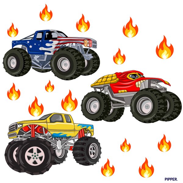PIPPER. Monster Trucks – textilní samolepka na zeď