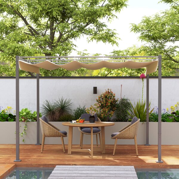 Pergola Outsunny přibližně 3x3m s magnetickou podložkou, kovový zahradní altán s nastavitelnou střechou, volně stojící, UV ochrana 30+, pro terasu a z