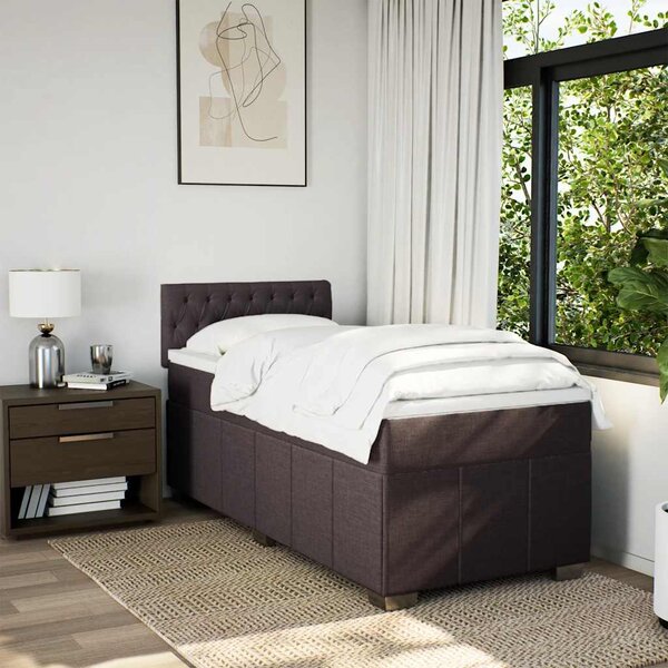 Box spring postel s matrací tmavě hnědá 90x200 cm textil 3289261