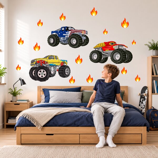 PIPPER. Monster Trucks – textilní samolepka na zeď