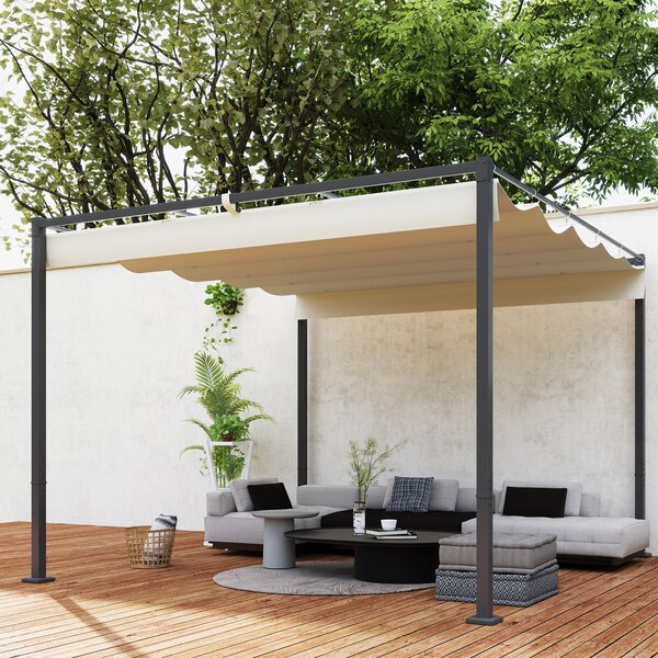Pergola Outsunny přibližně 3x3m s magnetickou podložkou, kovový zahradní altán s nastavitelnou střechou, volně stojící, UV ochrana 30+, pro terasu a z