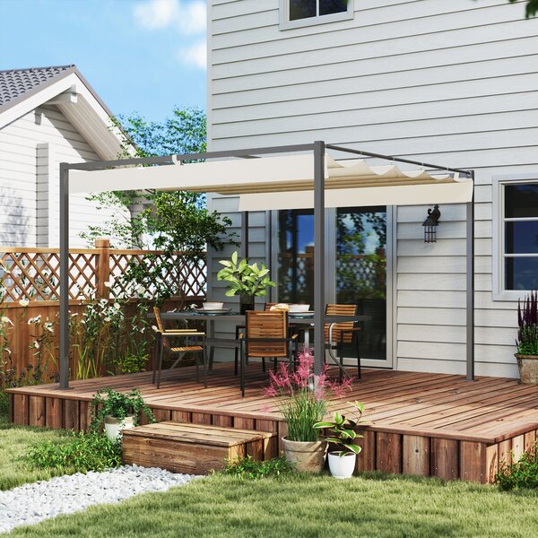 Pergola Outsunny přibližně 3x3m s magnetickou podložkou, kovový zahradní altán s nastavitelnou střechou, volně stojící, UV ochrana 30+, pro terasu a z