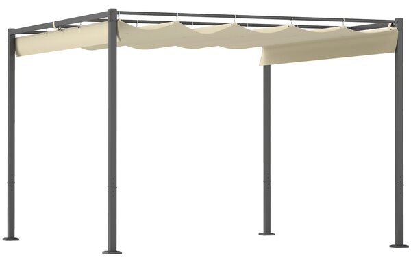 Pergola Outsunny přibližně 3x3m s magnetickou podložkou, kovový zahradní altán s nastavitelnou střechou, volně stojící, UV ochrana 30+, pro terasu a z