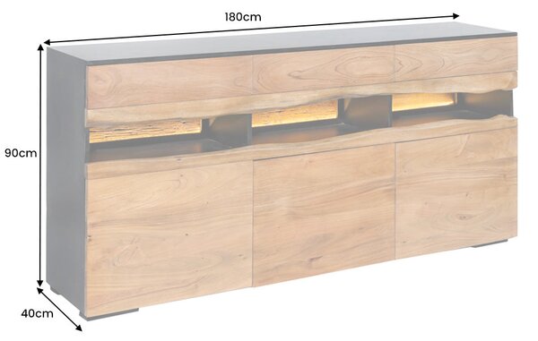 Komoda GRAND s LED osvětlením 180 CM masiv akácie Nábytek | Úložné prostory | Komody | Nízké