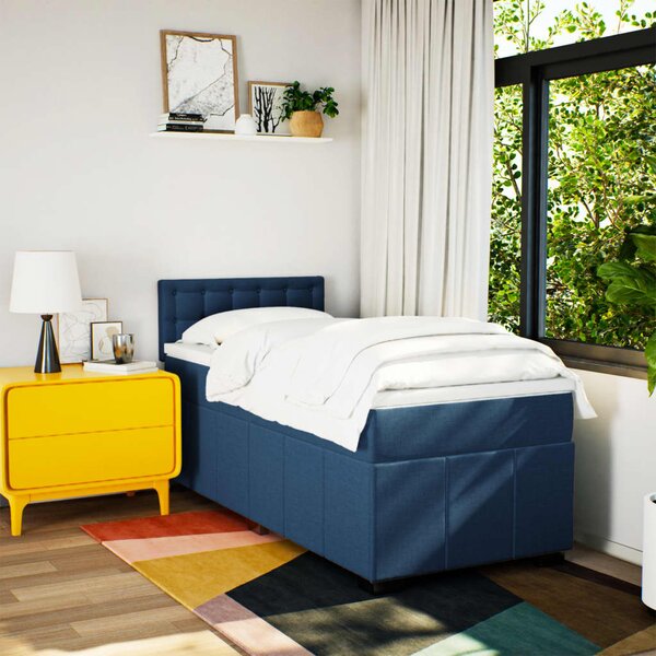 Box spring postel s matrací modrá 90x200 cm textil 3289271