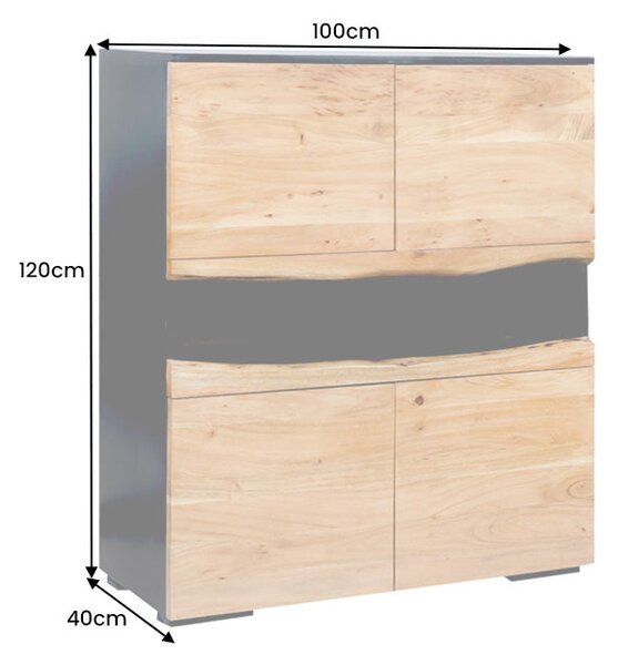 Vysoká komoda GRAND s LED osvětlením 120 CM masiv akácie Nábytek | Úložné prostory | Komody | Vysoké