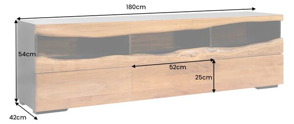Televizní stolek GRAND s LED osvětlením 180 CM masiv akácie Nábytek | Obývací pokoj | Televizní stolky