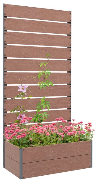 Květináč Outsunny s latkovým trellem, vyvýšený záhon s trellem pro popínavé rostliny, 72x38x150cm, světle hnědý | Aosom