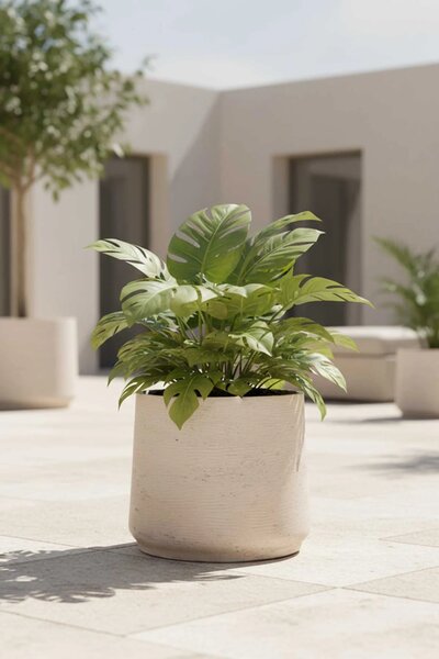 Květináč TROPICO, sklolaminát, výška 38 cm, béžová