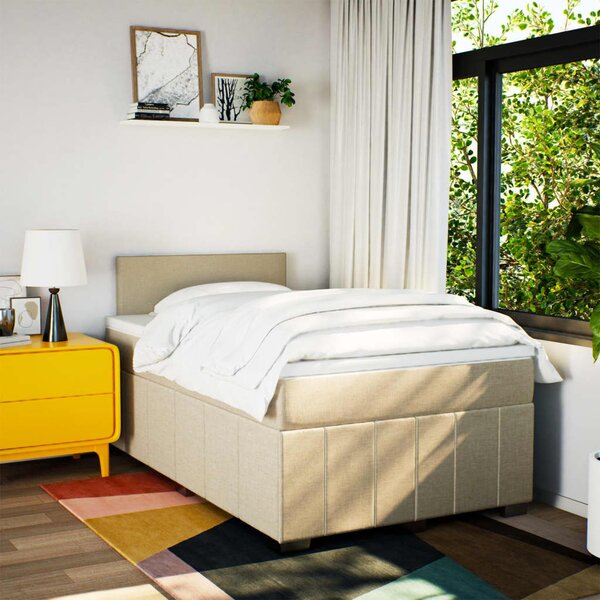 Box spring postel s matrací krémová 120x190 cm textil 3289305