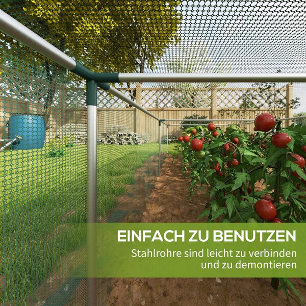 Outsunny Zahradní síť 1,25 x 3,73 m, Stan na ochranu rostlin se zipovým vchodem, Ochranná síť proti hmyzu, Větruodolná síť na zeleninu, Ochrana proti