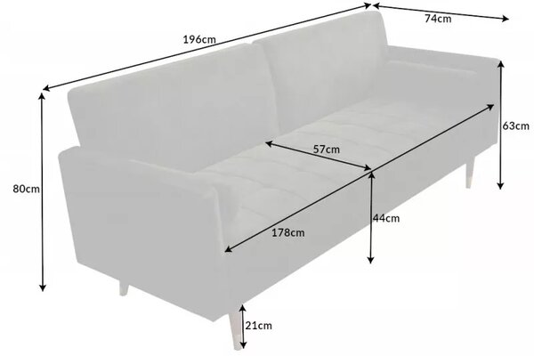 Pohovka COUTURE 195 CM zelená rozkládací Nábytek | Obývací pokoj | Sedací soupravy a pohovky | Pohovky | Rozkládací