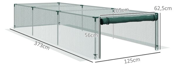 Outsunny Zahradní síť 1,25 x 3,73 m, Stan na ochranu rostlin se zipovým vchodem, Ochranná síť proti hmyzu, Větruodolná síť na zeleninu, Ochrana proti