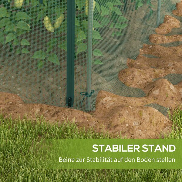 Outsunny Zahradní síť 1,25 x 3,73 m, Stan na ochranu rostlin se zipovým vchodem, Ochranná síť proti hmyzu, Větruodolná síť na zeleninu, Ochrana proti