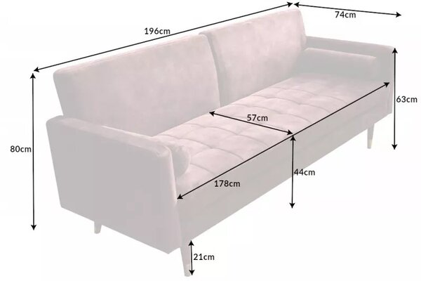 Pohovka COUTURE 195 CM tmavě růžová rozkládací Nábytek | Obývací pokoj | Sedací soupravy a pohovky | Pohovky | Rozkládací