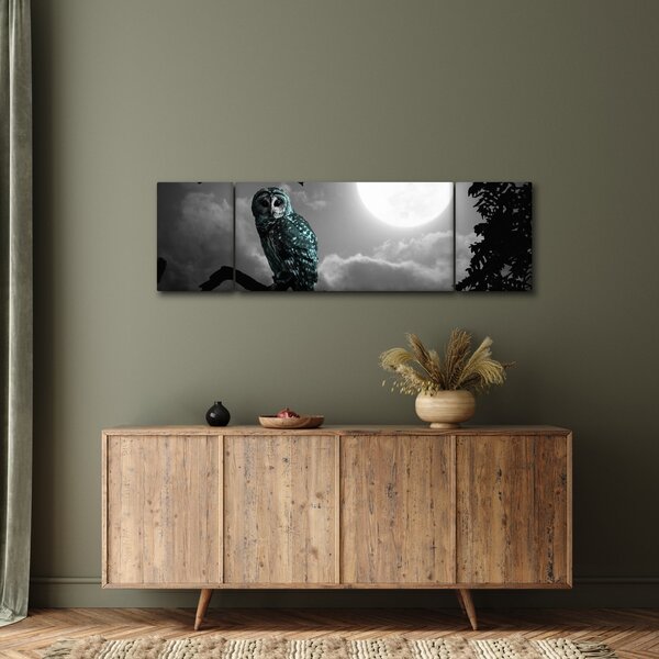 Obraz - Noční sova, modrá (170x50 cm)