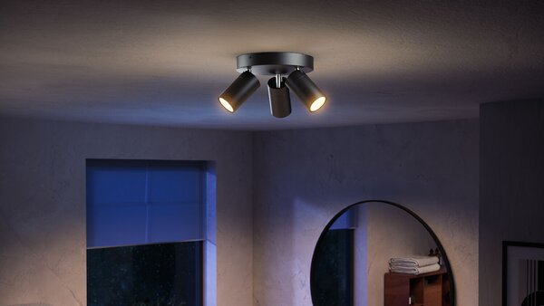 Idris bodové koupelnové svítidlo 3x GU10 5W bez zdroje 20cm kulaté IP44, černé