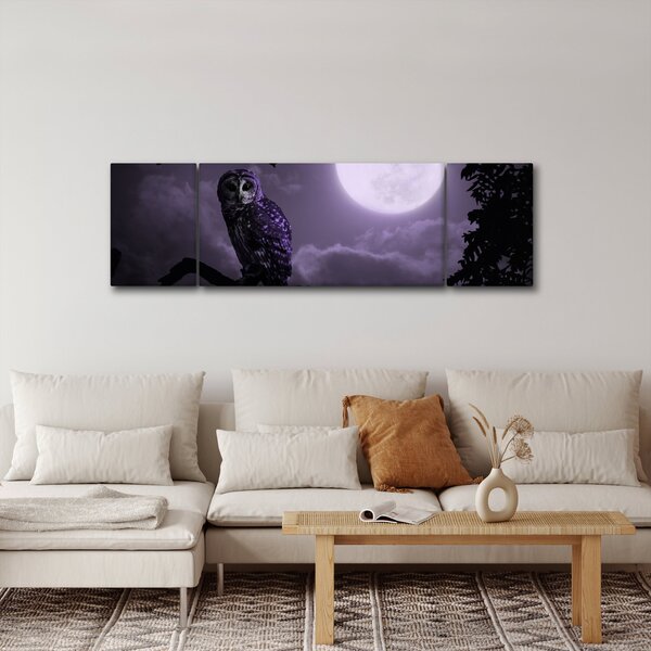 Obraz - Noční sova, fialová (170x50 cm)