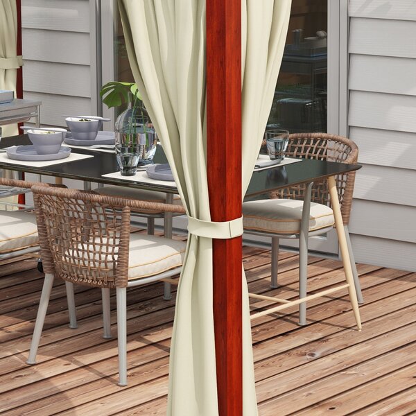 Pergola Outsunny přibližně 3,5 x 3 m s bočními stěnami, odolná proti větru, výškově nastavitelná terasa s výsuvnou střechou pro zahradu, terasu, béžov