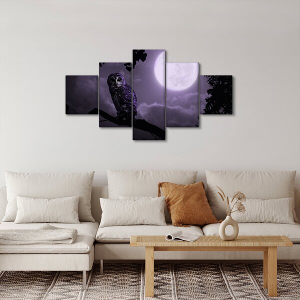 Obraz - Noční sova, fialová (125x70 cm)