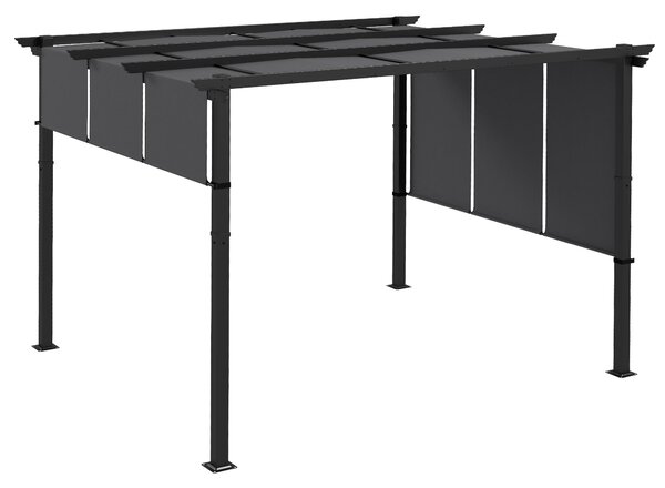 Outsunny Pavilon cca 3,5 x 3 m Pergola, Zastřešení Terasy, Kryt s Boční Stěnou pro Zahradu, Terasu, Tmavě Šedá | Aosom