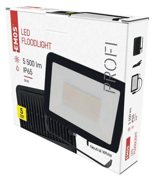 Emos ZS2642 INOVO - LED venkovní reflektor v antracitové barvě, 50W, 5500lm, 4000K, IP65 (Moderní venkovní reflektor v tmavé šedé barvě)