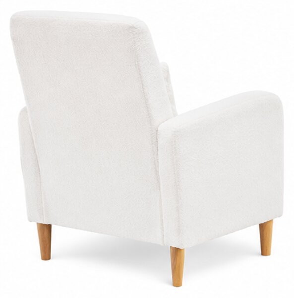 Relaxační křeslo, ušák, dřevo/teddy fleece, 95x76x70 cm, dřevo světlé/krémová, Dekorino DOREK