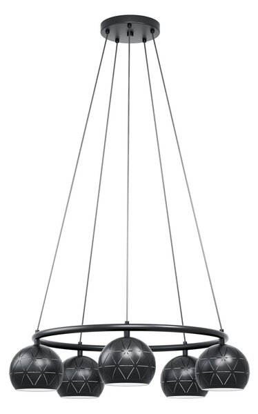 EGLO Závěsný pětiramenný lustr v moderním stylu CANTALLOPS, černý 98455