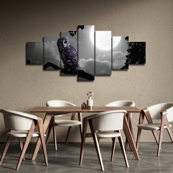 Obraz - Noční sova, fialová sova (210x100 cm)