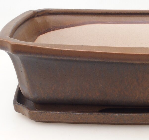 E-bonsai Bonsai miska + podmiska H07 - 30 x 20,5 x 8 cm. - hnědá