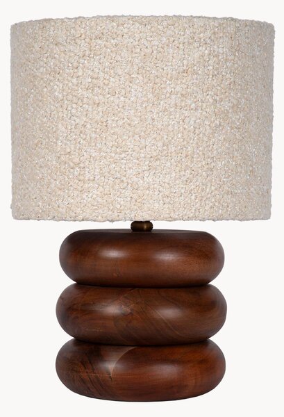 Stolní lampa z akáciového dřeva's bouclé stínidlem Luigi