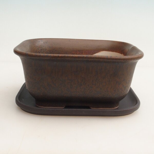 E-bonsai Bonsai miska + podmiska H36 - 17 x 15 x 7,5 cm. - hnědá