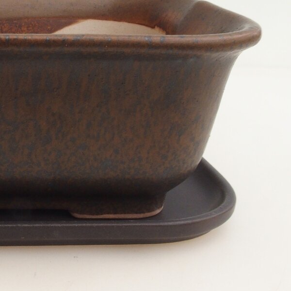 E-bonsai Bonsai miska + podmiska H36 - 17 x 15 x 7,5 cm. - hnědá