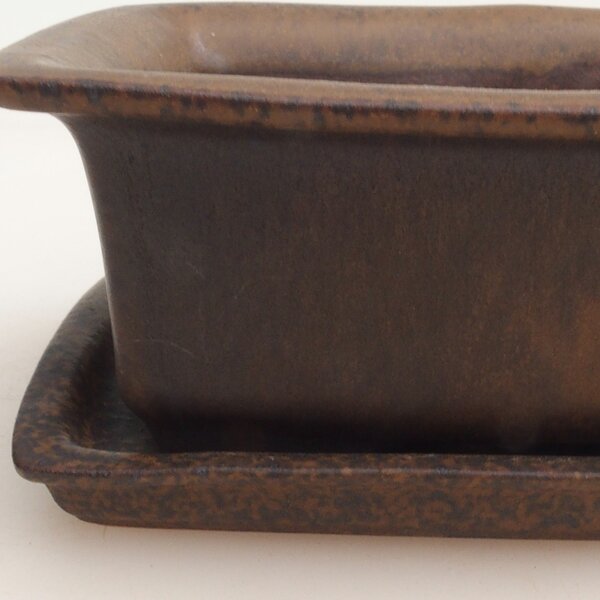 E-bonsai Bonsai miska + podmiska H11 - 11,5 x 10 x 4 cm. - hnědá