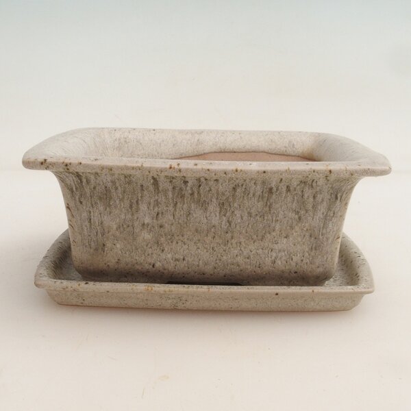 E-bonsai Bonsai miska + podmiska H11 - 11,5 x 10 x 4 cm. - béžová