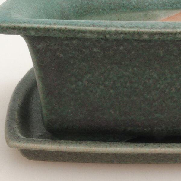 E-bonsai Bonsai miska + podmiska H11 - 11,5 x 10 x 4 cm. - zelená