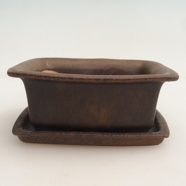 E-bonsai Bonsai miska + podmiska H11 - 11,5 x 10 x 4 cm. - hnědá