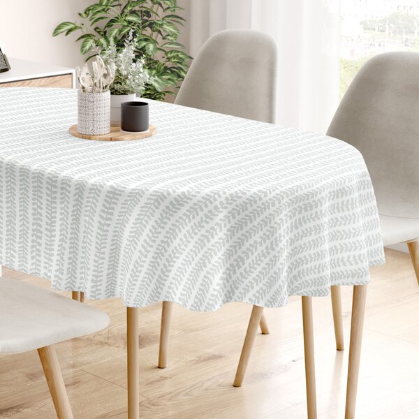 Goldea oválný ubrus 100% bavlněné plátno - skandinávské lístky 140 x 240 cm