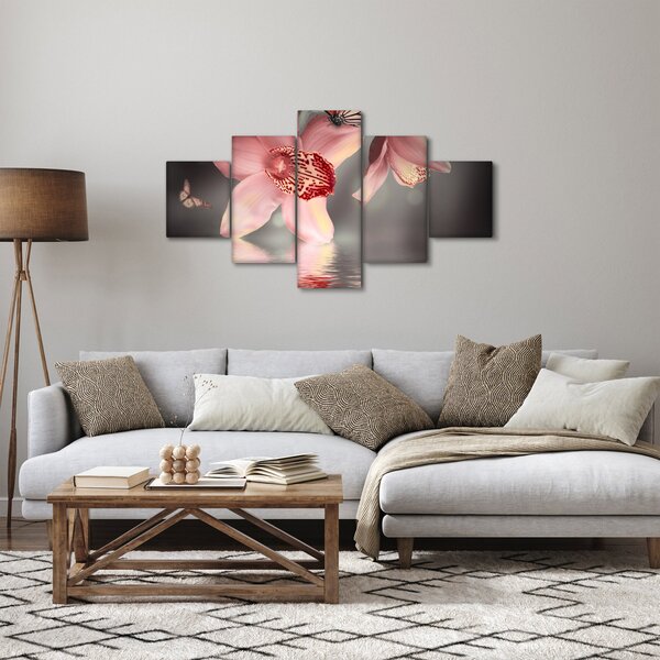 Obraz - Květy a motýl (125x70 cm)