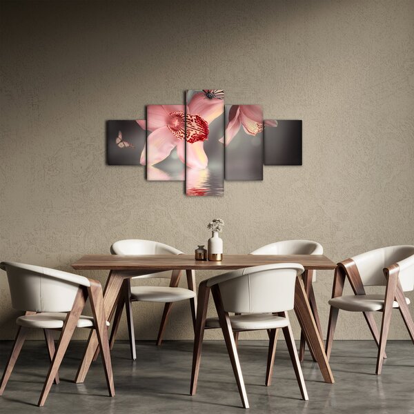 Obraz - Květy a motýl (125x70 cm)