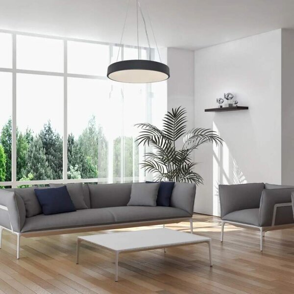 Rabalux 71041 TESIA - LED závěsné svítidlo v černé barvě s dálkovým ovladačem, Ø 60cm, 60W, 3000 - 6000K (Závěsné stmívatelné černé kulaté svítidlo, dálkový ovladač)