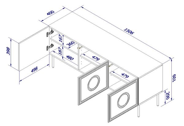 HALMAR Televizní stolek Palazzo 150 cm černý/dub craft