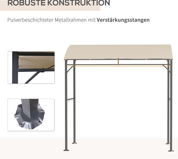 Grilovací pavilon Outsunny 215 x 150 x 220 cm, voděodolný zahradní pavilon s klenutou střechou, zahradní altánek s háčky, grilovací pavilon, zahradní