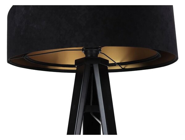 BPS koncept Stojací lampa Galaxy, v.146cm, černo-zlaté stínidlo, 1xE27, ø 50 cm Barva podstavy: Hnědá